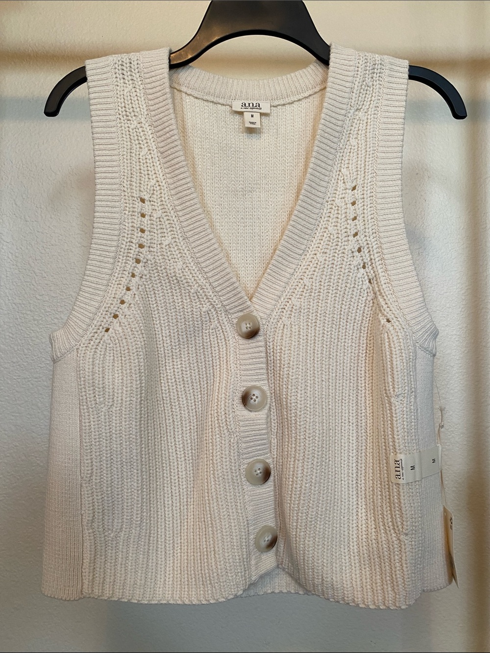 a.n.a Birch/Cream Open-Front Knit Sweater Vest